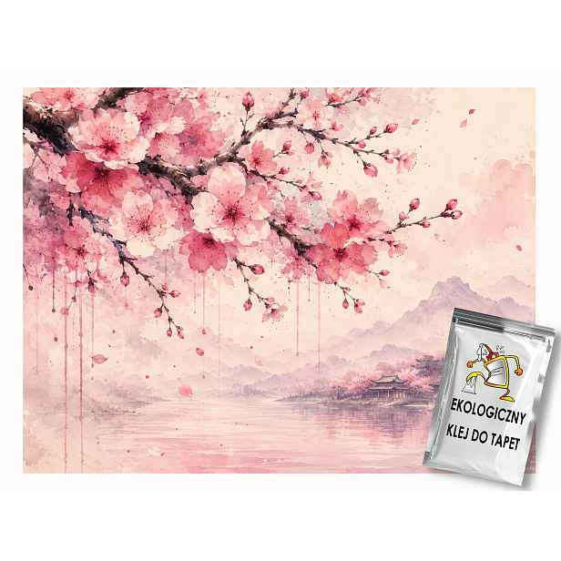 Fototapeta Flizelina Višeň Sakura Pagoda Orient Japandi 368x254 130g