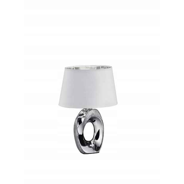 Stolní lampa Taba stříbrná, keramika, tkanina, E14 40W Rl