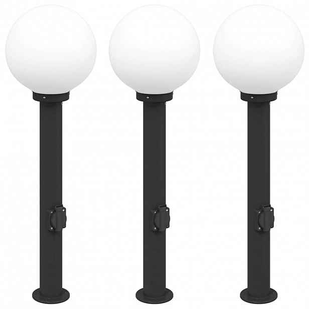 vidaXL Sloupková světla se zásuvkou 3 ks 80 cm černá IP44