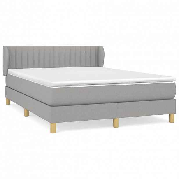 vidaXL Box spring postel s matrací světle šedá 140 x 190 cm textil