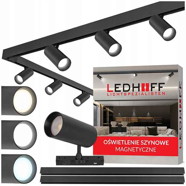 Magnetická Led lišta 2x 1m 6x bodová lampa 20W Spot 3 Barvy Světla
