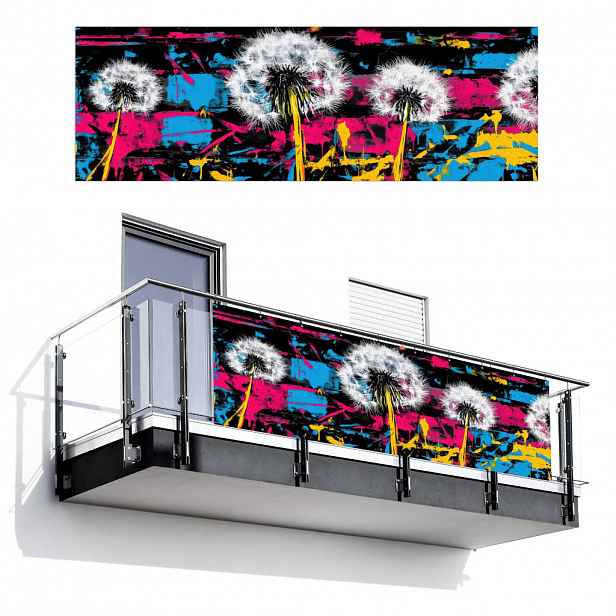 MuchoWow BALKONOVÁ ZÁSTĚNA Street art - Barevné - Nástěnné 300x100 cm