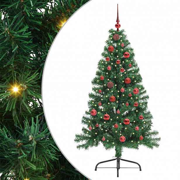 vidaXL Umělý osvětlený vánoční stromeček Zelená 150 cm PVC