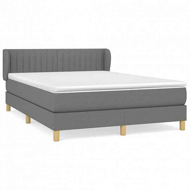 vidaXL Box spring postel s matrací tmavě šedý 140 x 190 cm textil