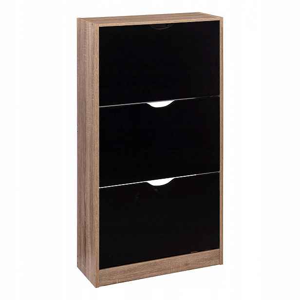 Botník Mdf 3 Přihrádky 60X119,5 CM Pro 18 Párů Černá