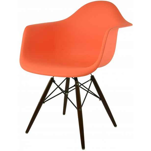 Křeslo Dankor Design Daw Oranžové Nohy Hnědé