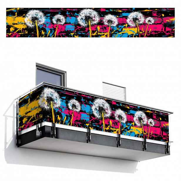 MuchoWow BALKONOVÁ ZÁSTĚNA Street art - Barevné - Nástěnné 500x90 cm