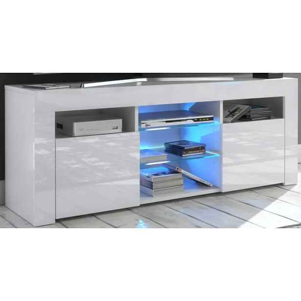 Szynaka TV stolek Puzzo 120 cm bílý lesk