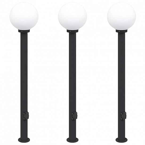 vidaXL Sloupková světla se zásuvkou 3 ks 120 cm černá IP44