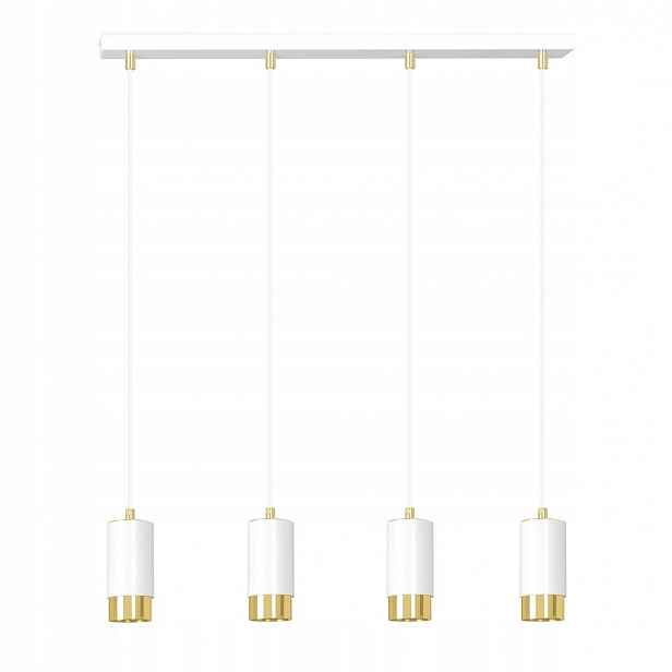 Závěsná lampa Fumiko 4-bodová bílá se zlatými doplňky GU10