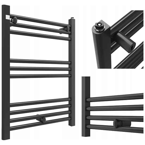 Koupelnový Radiátor 50/70 cm Černý Žebříkový Otopný Radiátor Moderní Puerto