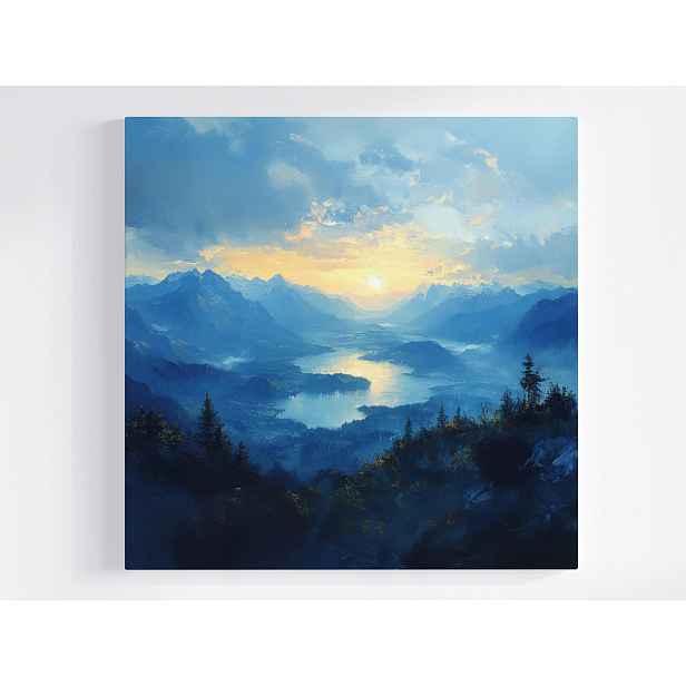 Obraz Na Plátně Canvas Krajina Hory Vrcholky Fjord Jezero Slunce 50x50