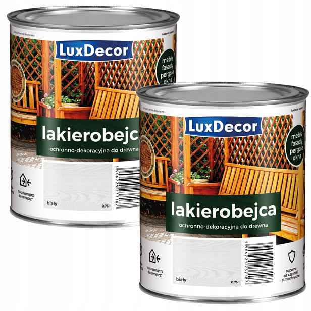 Sada 2 Ks – Luxdecor Dekorativní Lak Na Dřevo 0,75 L Bílý