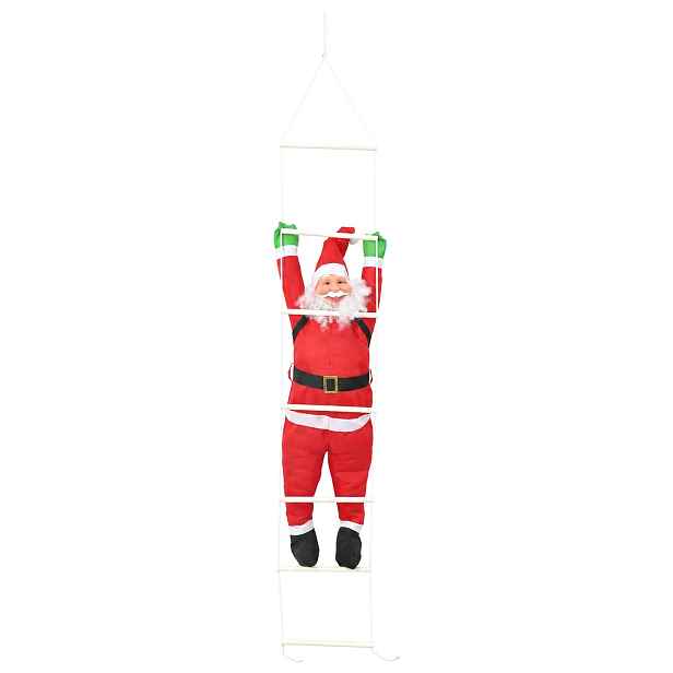 vidaXL Závěsný Santa Claus na žebříku Červená 30 x 15 x 170 cm