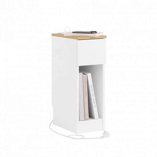 SoBuy NOČNÍ STOLEK s jedním zásuvkou Bílá 35x20x60cm Minimalistický