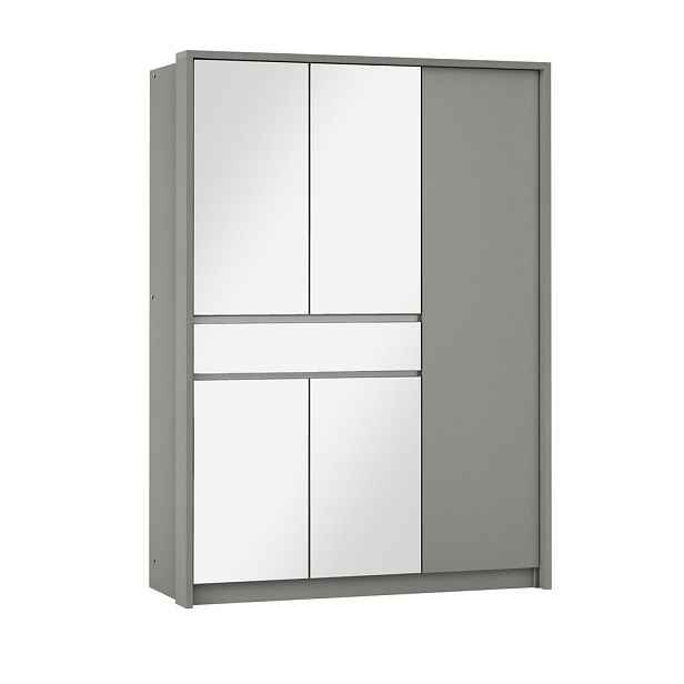 MASSENO ŠATNÍ SKŘÍŇ S POSUVNÝMI DVEŘMI RUMBLE, 151/217/65 cm 2dveřová se zrcadlem, šedá