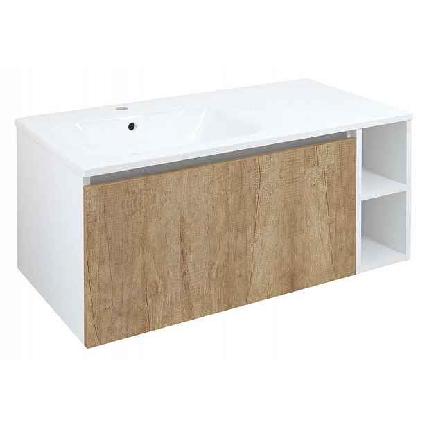 Sapho Lorea - Umyvadlová skříňka 100x46x52 cm, 1x dvířka, 1x zásuvka, levá, dub alabama/matná bílá LE080-2231-L-02