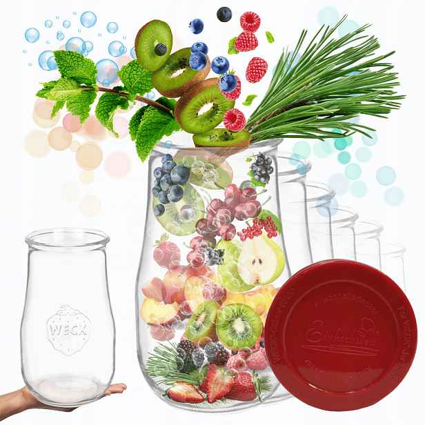 Sklenice Weck 2,7 l váza Tulip vzduchotěsné silikonové víko 6 Ks sklenice 2700 ml