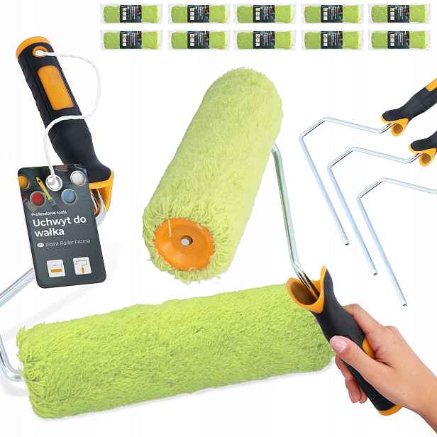 10x Malířský Váleček 25 cm Zásoba Vložka Malování Stěn nábytku 3x Rukojeť