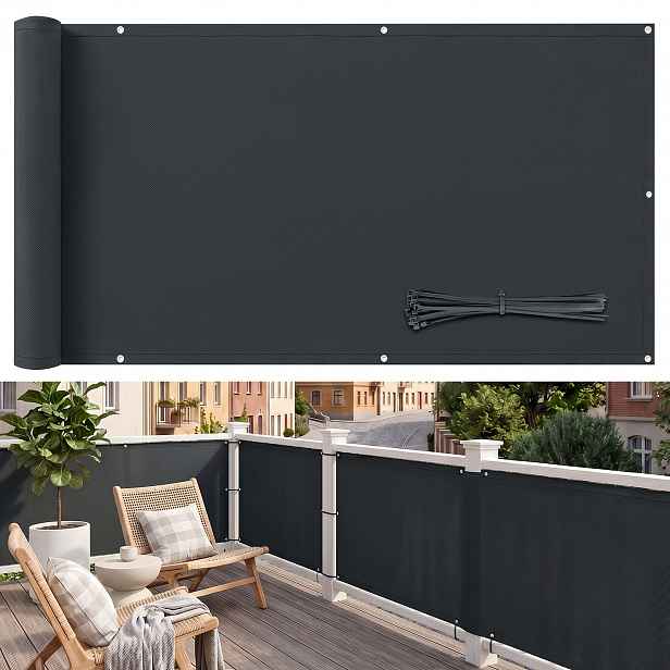 TEMU 88g Oxford Ochranná clona na balkon, Sluneční plachta, Větrná clona, Neprůhledná, Obklad balkonu, Kryt balkonu s očky, Nylonové stahovací pásky,