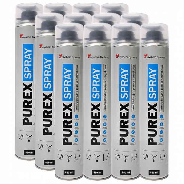 12 x Purex Spray Pur pěna Termoizolační Tepelná stříkací pěna