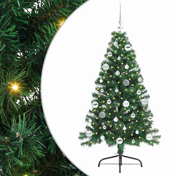 vidaXL Umělý osvětlený vánoční stromeček Zelená 150 cm PVC