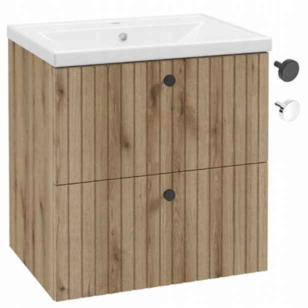 Koupelnová rýhovaná skříňka s umyvadlem 60 cm, praktická, rýhovaná, moderní