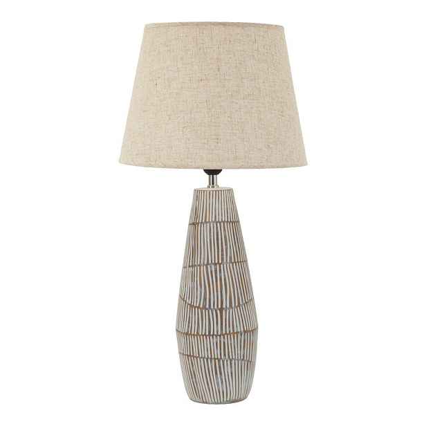 Krémová stolní lampa s textilním stínidlem (výška 69,5 cm) Hanoi – Mauro Ferretti