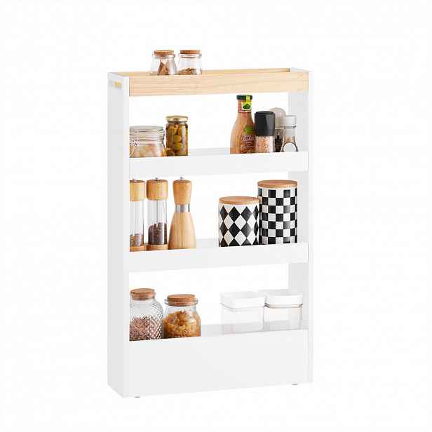 SoBuy KUCHYŇSKÝ VOZÍK se 3 policemi Bílá 50x15x80cm Nordický