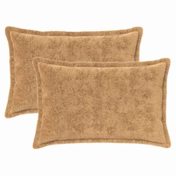 vidaXL Povlak na polštář 2 ks HOUTEN Taupe 50 x 70 cm Umělá králičí