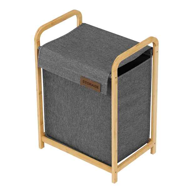 Autronic Prádelní koš DT3022 GREY - bambus/šedá