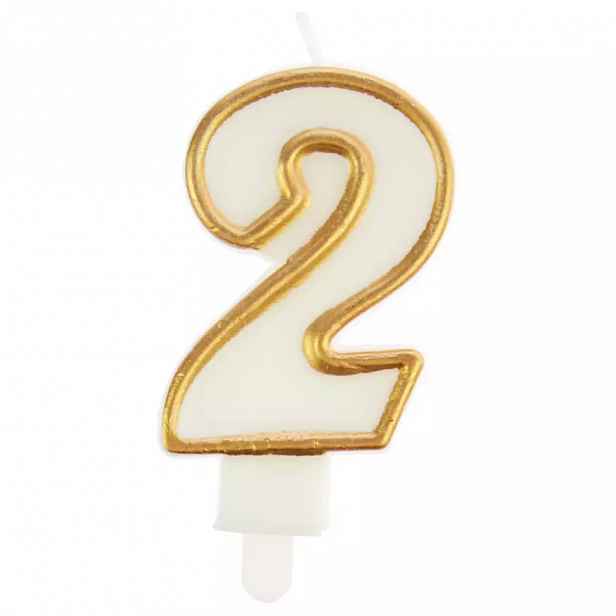 Svíčka číslo 2 zlatá 7.5cm