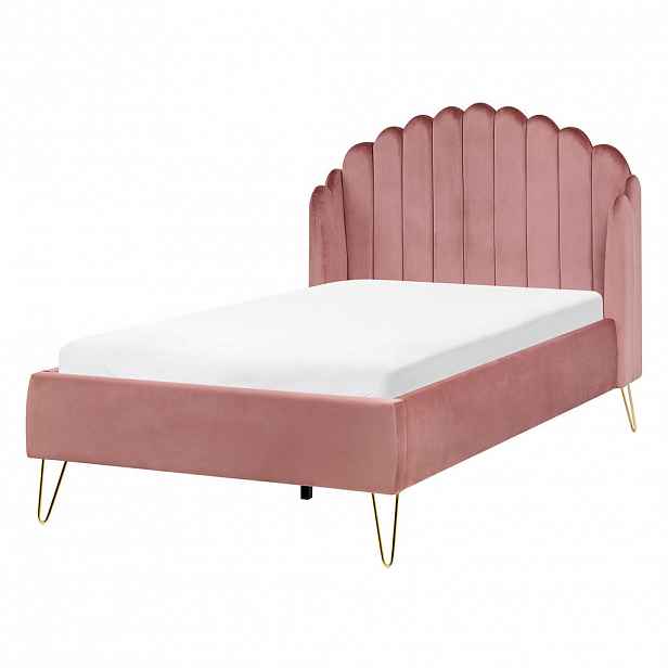 Beliani POSTEL s roštem 120/200 cm Růžová Ambillou