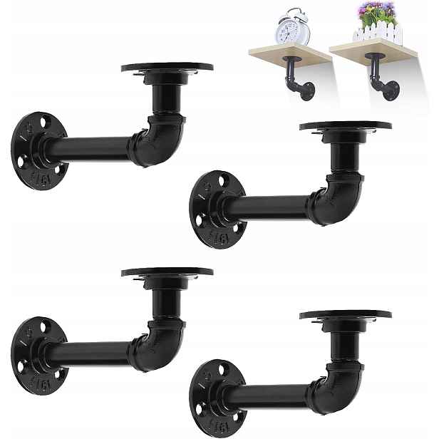 Držáky Police Loft Mloqi 14 CM 4 Ks Kovové Industriální Černé Módní