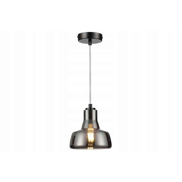 Závěsná lampa industriální bodová, kouřové skleněné stínítko nad stůl Reality
