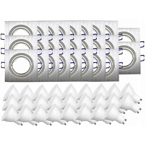 26 x Hliníková Lampa Inox Stropní Zapuštěná Led Žárovky 1,5W