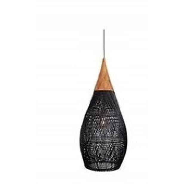Rustikální závěsná ratanová lampa – 25 cm (černá barva)