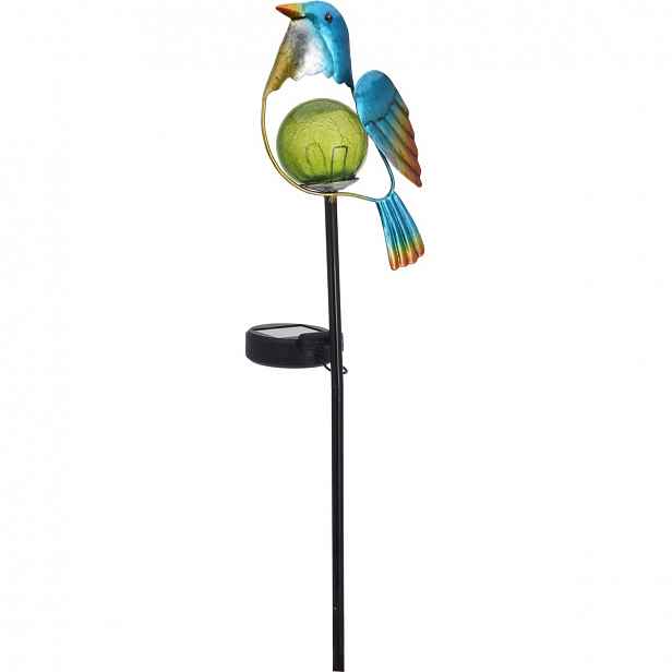 Solární lampa Bird modrá, 13 x 6 x 52 cm
