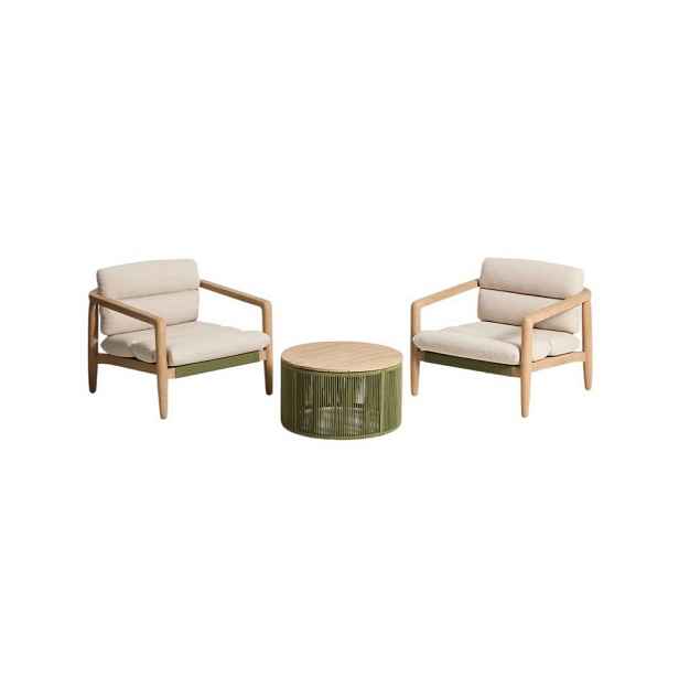 Zelený/v přírodní barvě zahradní lounge set z masivu akácie pro 2 osoby Menfi – Kave Home
