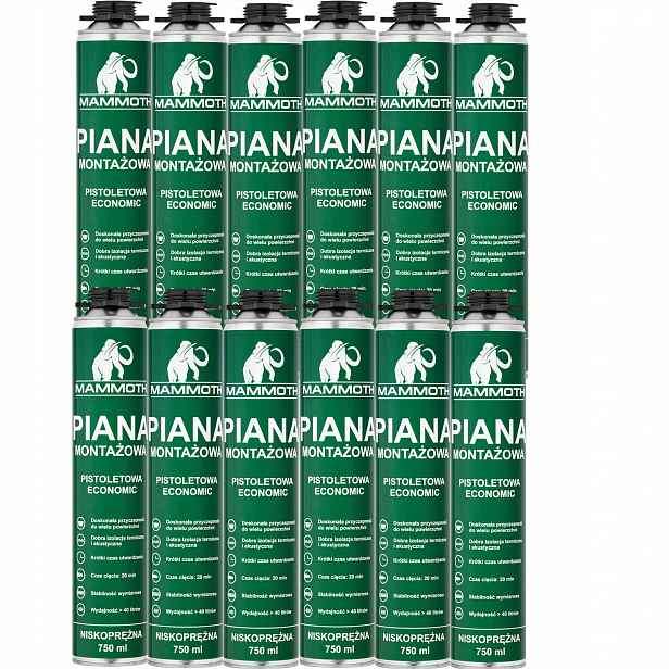 Montážní Pěna 750 ml Karton 12 Ks Pistoletová Mammoth