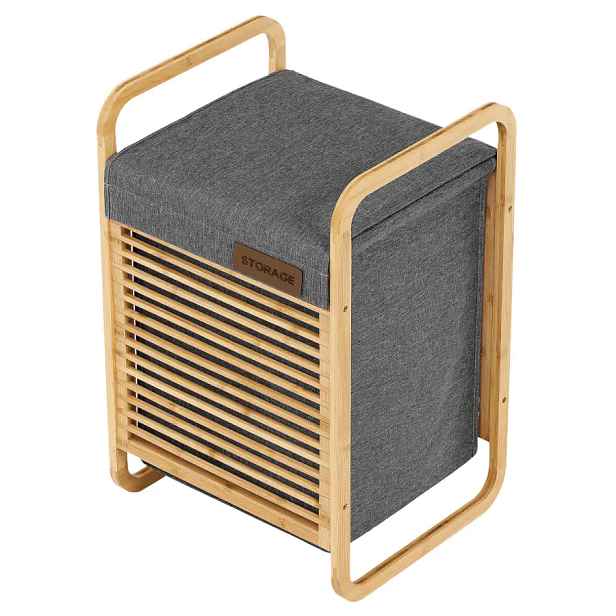 Autronic Prádelní koš DT3023 GREY - bambus/šedá