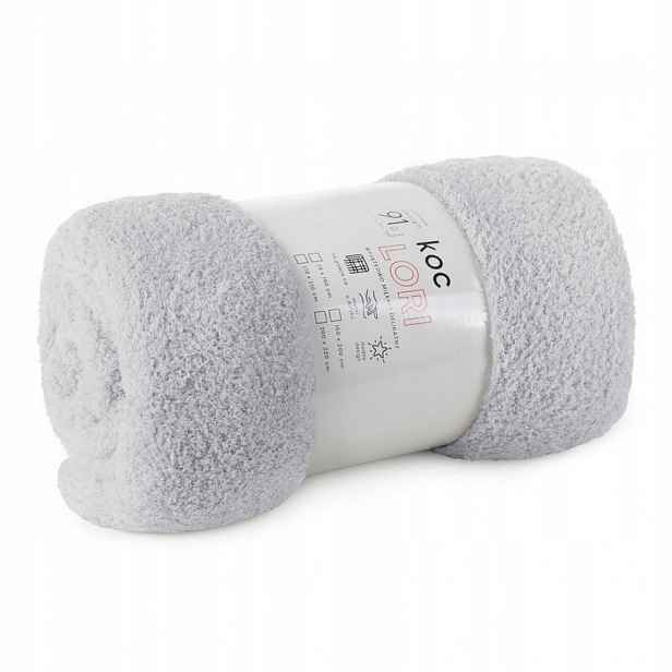 Deka z mikrovlákna typu flano 200x220 stříbrná, měkká Lori D91
