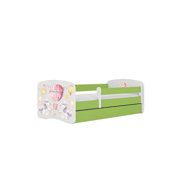 Kocot kids Dětská postel Babydreams balón zelená, varianta 70x140, bez šuplíků, s matrací