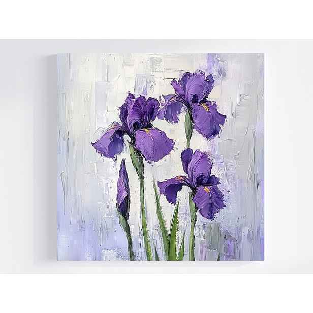 Obraz Na Plátně Canvas Olej Impasto Příroda Zahrada Fialové Kosatce 60x60