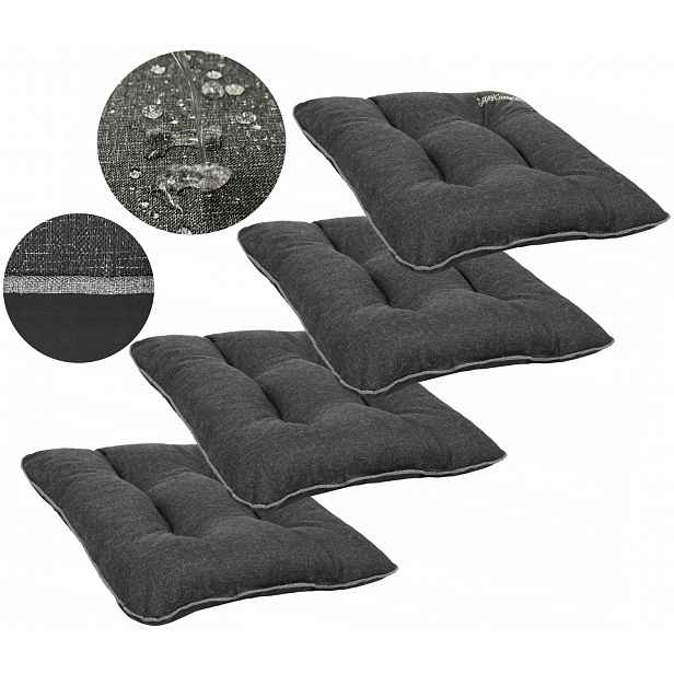 Polštář na židli 4ks 45x45 černý len křeslo