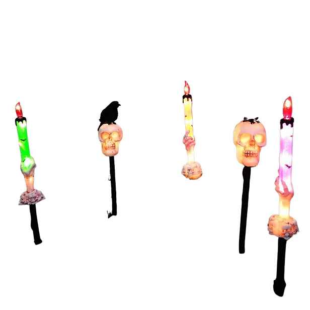 Solární Lampy Halloween 5 Ks Lebky Havrani Duchové Led Do Zahrady