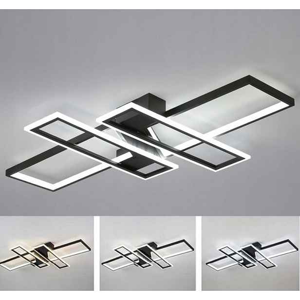 stropní svítidlo Led Podlouhlá Stmívatelný Lustr Černá 54W S Dálkovým Ovládáním