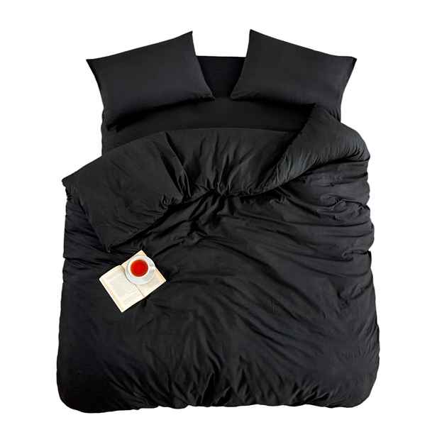 Černé povlečení na dvoulůžko/prodloužené s prostěradlem/4dílné 200x220 cm Classic – Mila Home