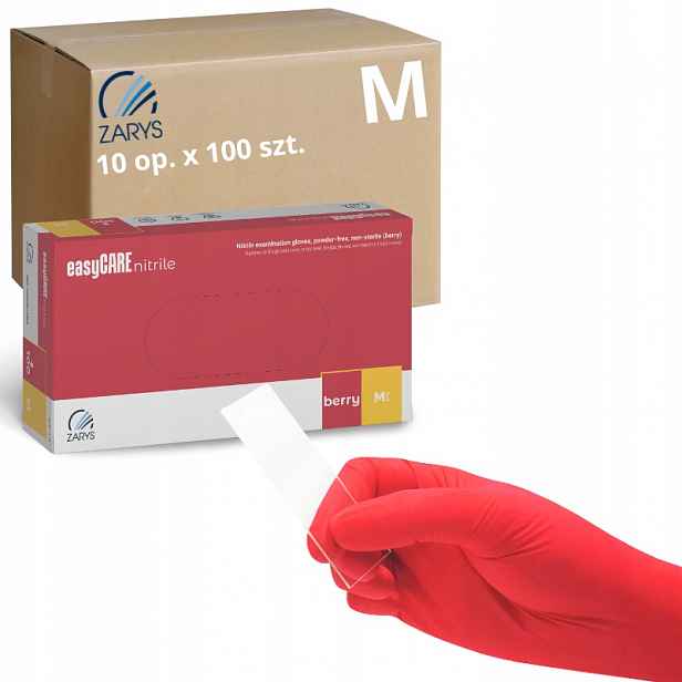 Nitrilové rukavice Bezpudrové easyCARE berry Zarys Malinové vel. M 1000 ks