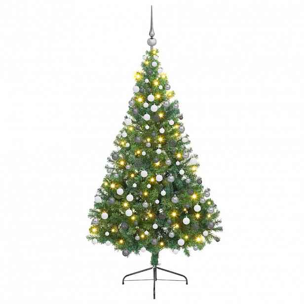 vidaXL Umělý osvětlený vánoční stromeček Zelená 180 cm PVC
